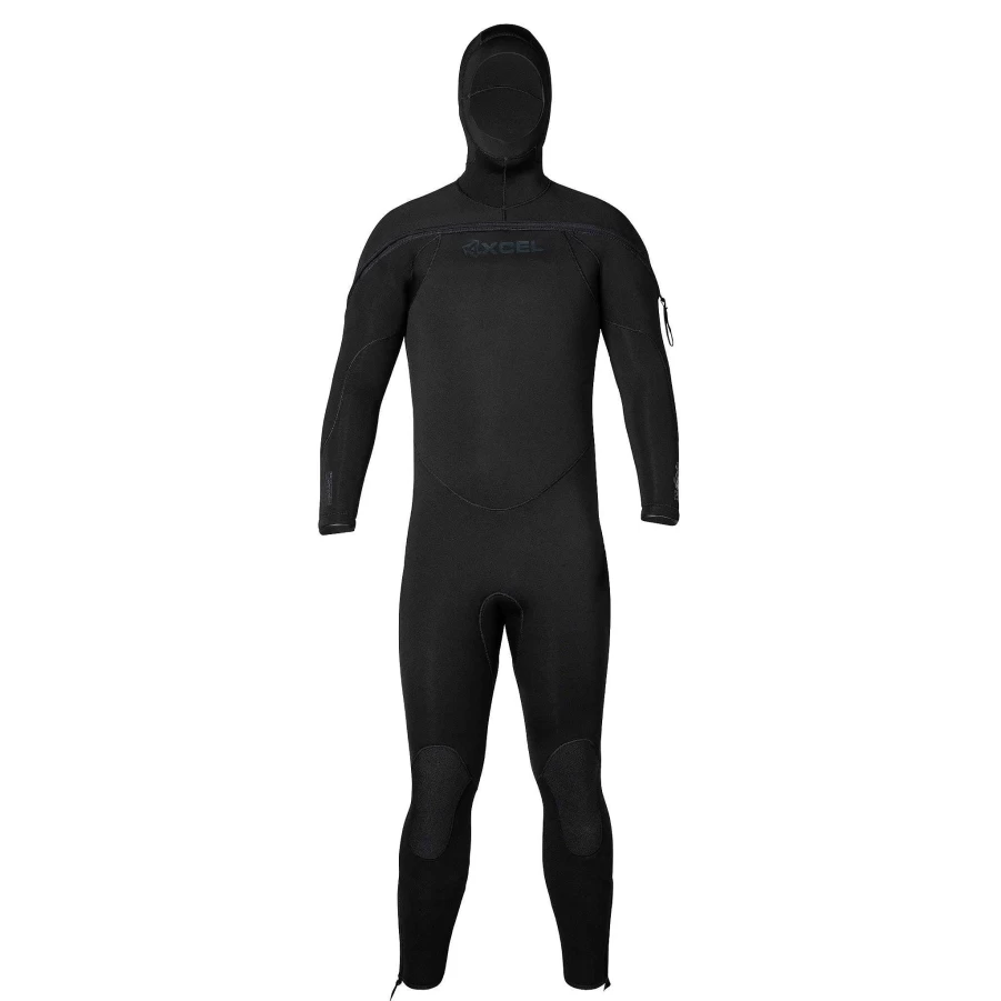 Xcel Men's 8/7/6mm Military Thermoflex Hooded Fullsuit Wetsuit - Black With Stealth Logos