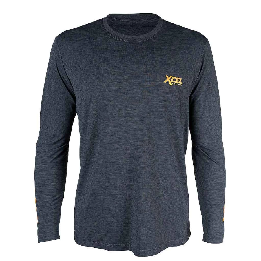 Xcel Men's Black Heathered VentX Retro Long Sleeve Relaxed Fit UV Protection Shirt