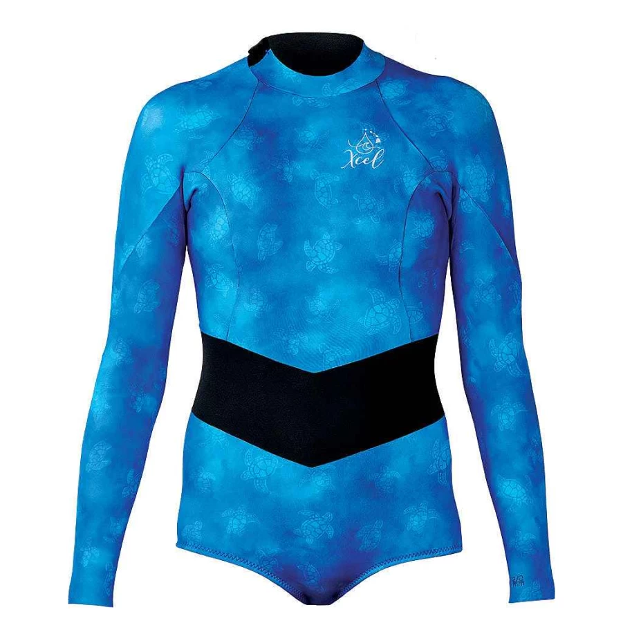 Xcel Women's Honu Print/Black 2mm Long Sleeve Back Zip Springsuit - Ocean Ramsey Inspired Wetsuit