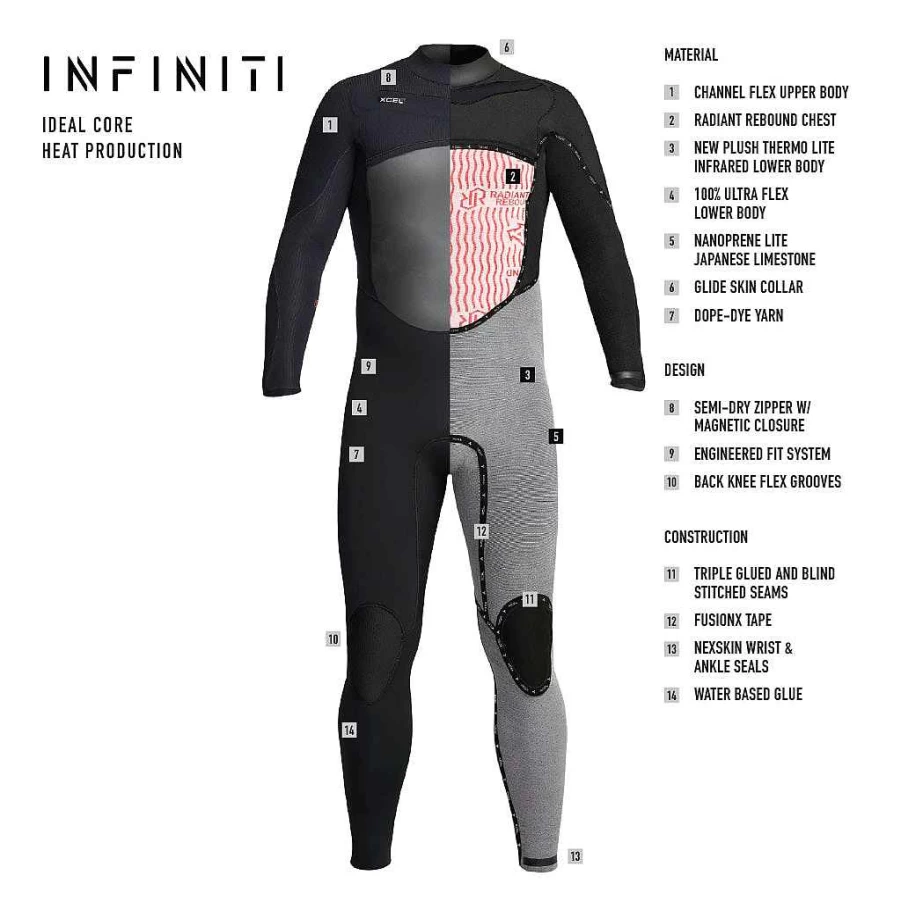 Xcel Men's Infiniti 4/3mm Full Black Wetsuit for Scuba Diving and Surfing