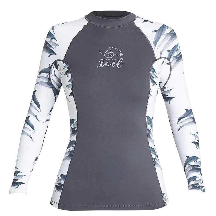 Xcel Women's Premium UV Protection Long Sleeve Swim Top with Key Pocket - Ocean Ramsey Inspired Stretch Rash Guard