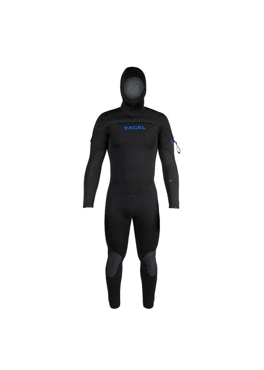 Xcel Men's Hydroflex 8/7/6/5mm Black Hooded Dive Wetsuit Fullsuit for Scuba Diving