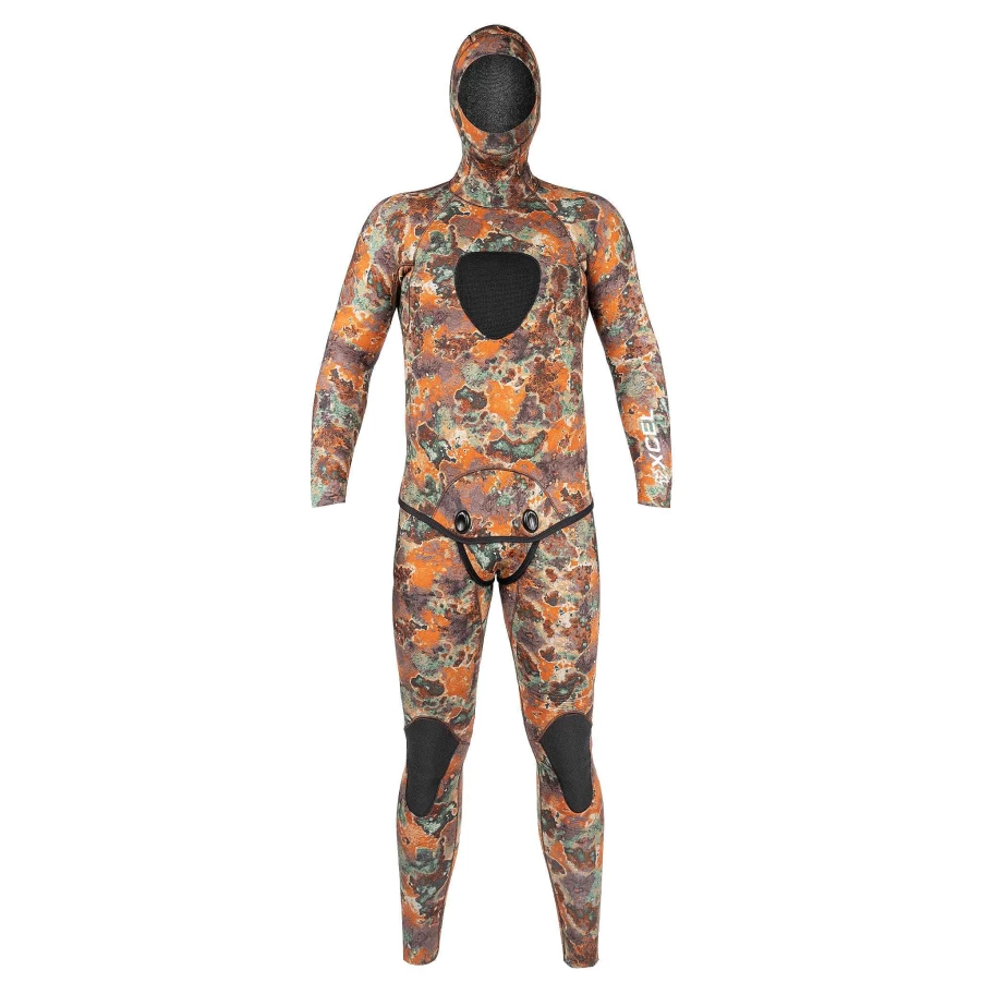 Xcel Men's 5mm Brown Camo Free Diver 2-Piece Hooded Wetsuit Set