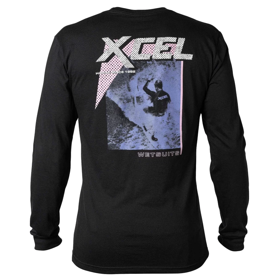 Xcel Men's Black Vintage Long Sleeve T-Shirt - Retro Throwback Tee