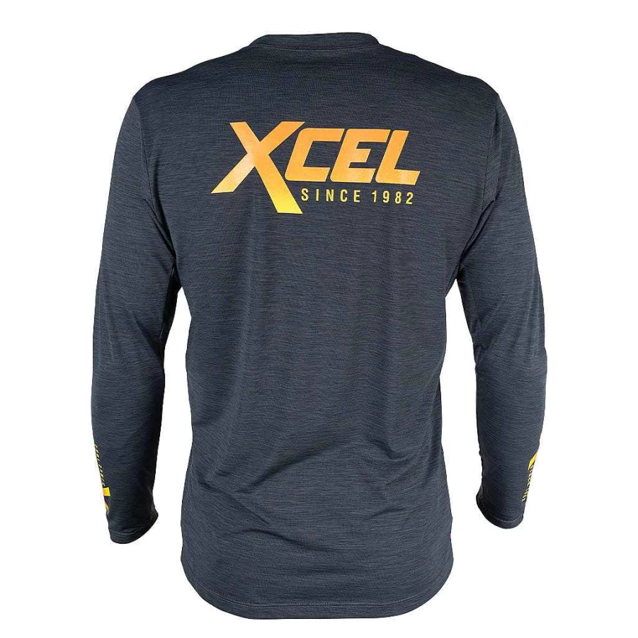 Xcel Men's Black Heathered VentX Retro Long Sleeve Relaxed Fit UV Protection Shirt