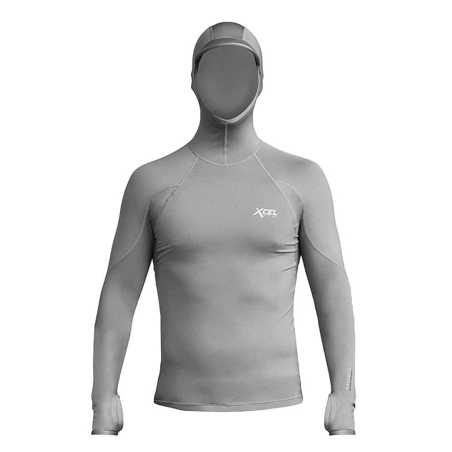 Xcel Men's Charcoal Grey Drylock Hydrophobic Hoodie - UV Protective Long Sleeve Water-Resistant Jacket