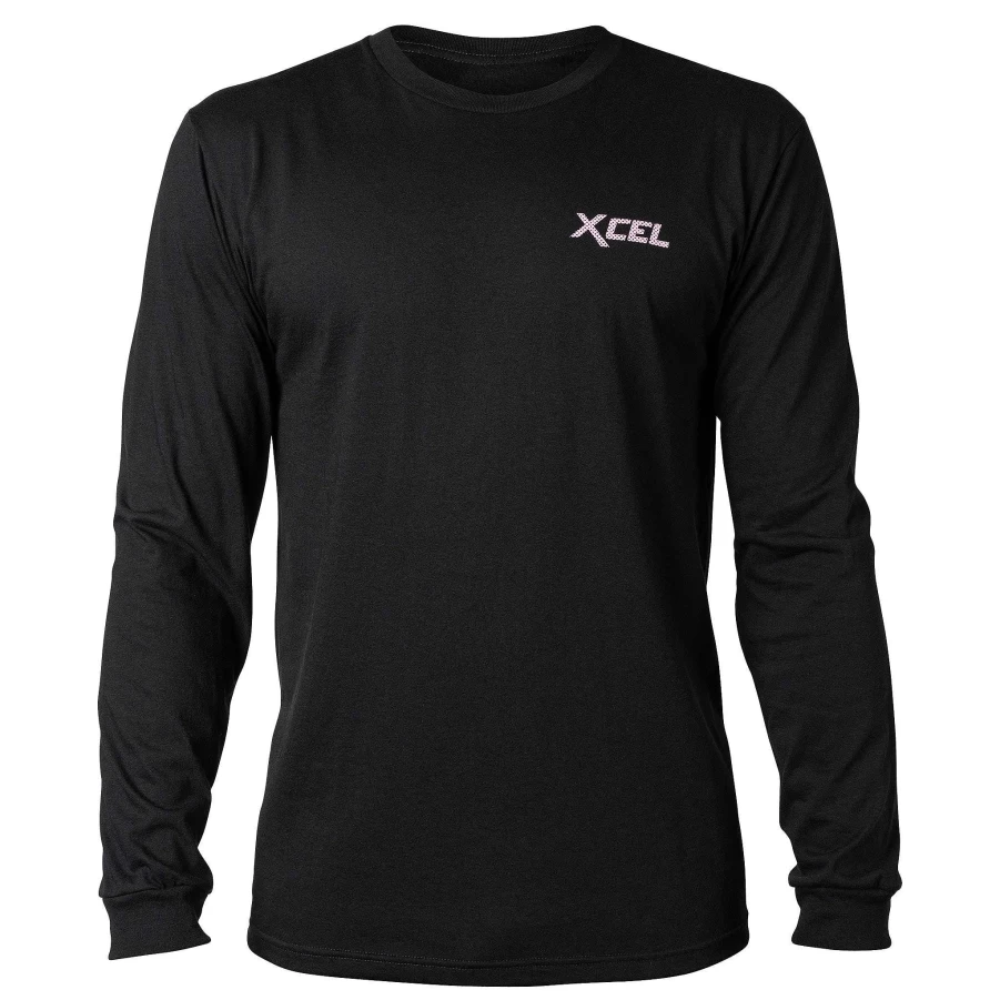Xcel Men's Black Vintage Long Sleeve T-Shirt - Retro Throwback Tee