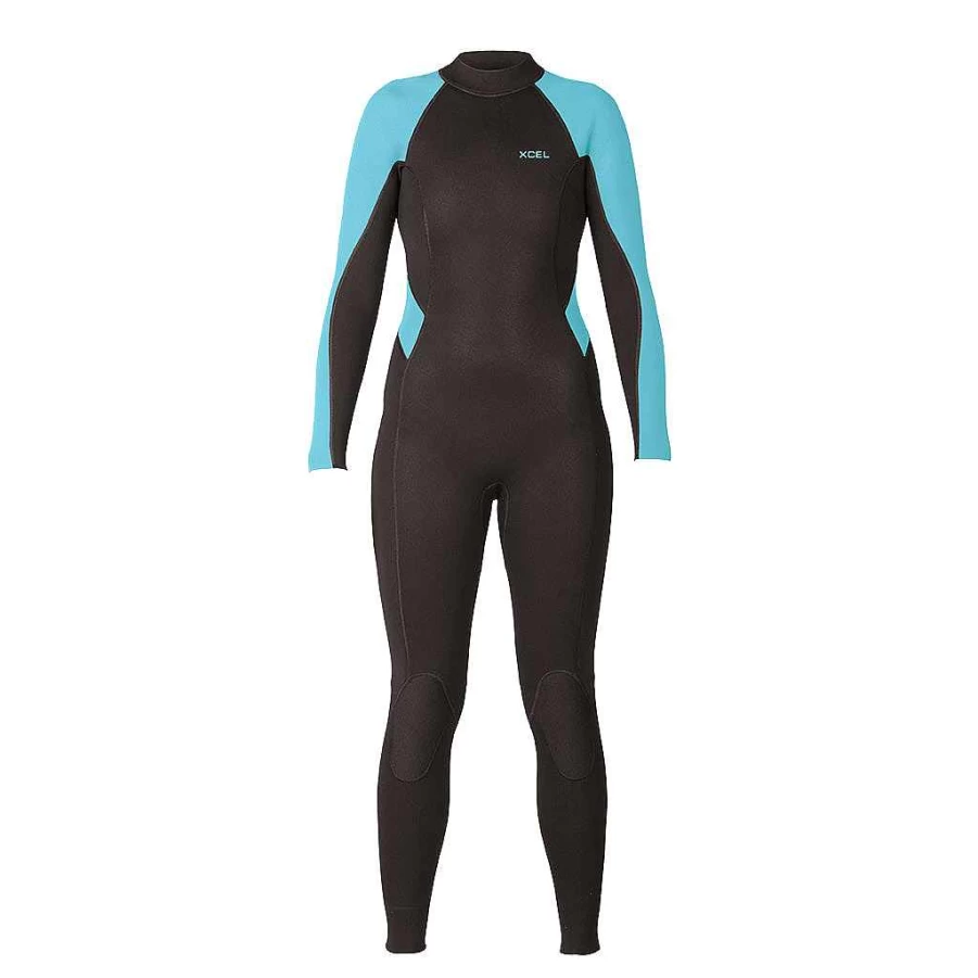 Xcel Women's Axis 3/2mm Flatlock Back Zip Full Wetsuit - Black/Glacier Blue