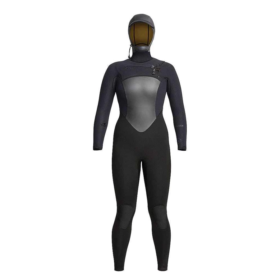 Xcel Women's Black 6/5mm Front Zip Hooded Full Wetsuit - Drylock Neoprene