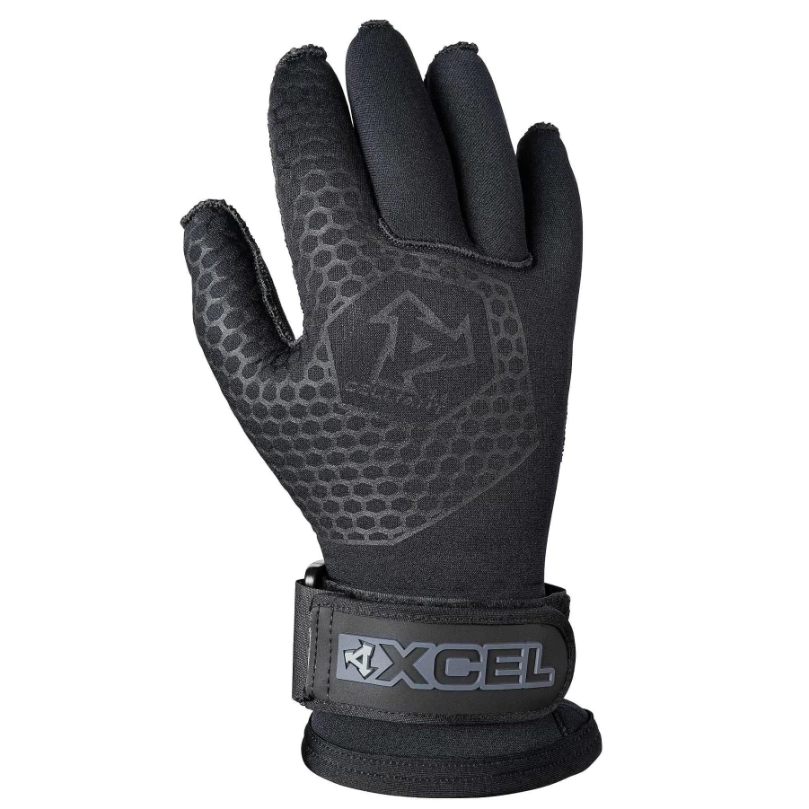 Xcel Men's 3/2mm Military Thermoflex Dive Gloves - Black With Stealth Logos for Cold Water Protection