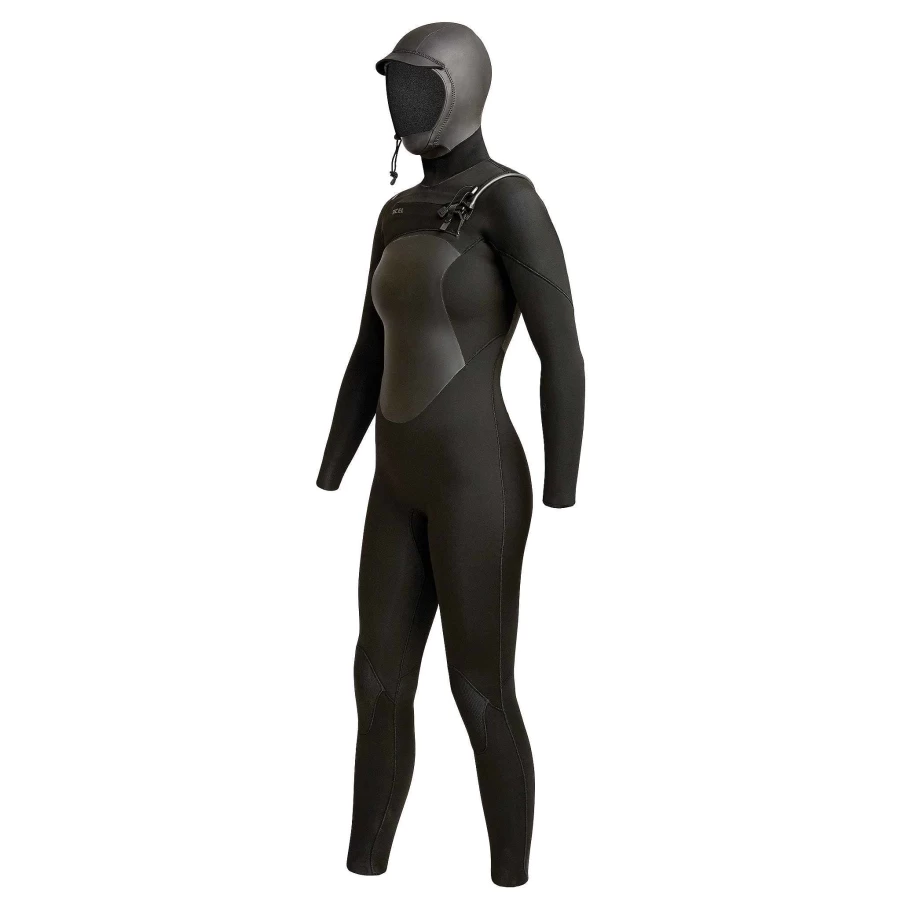 Xcel Women's Black Axis 5/4mm Front Zip Hooded Full Wetsuit for Surfing & Diving