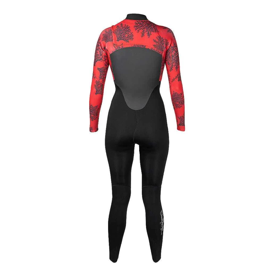 Xcel Women's Black/Red Coral Print 3/2mm Front Zip Full Wetsuit - Ocean Ramsey Collection