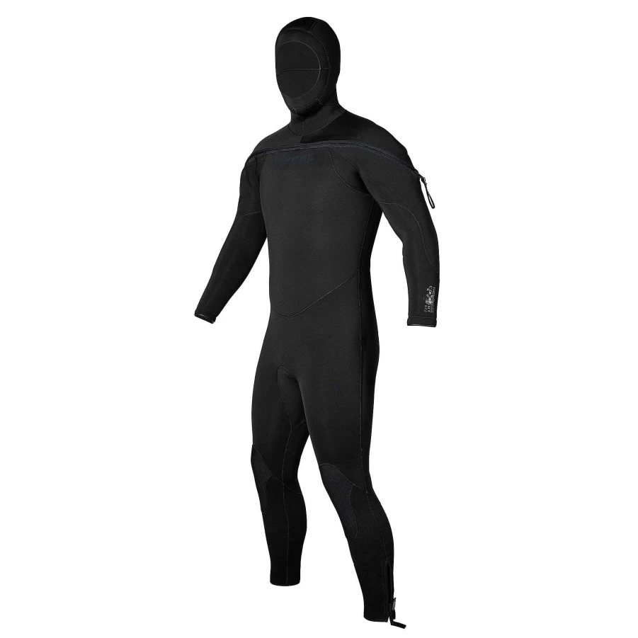 Xcel Men's 8/7/6mm Military Thermoflex Hooded Fullsuit Wetsuit - Black With Stealth Logos