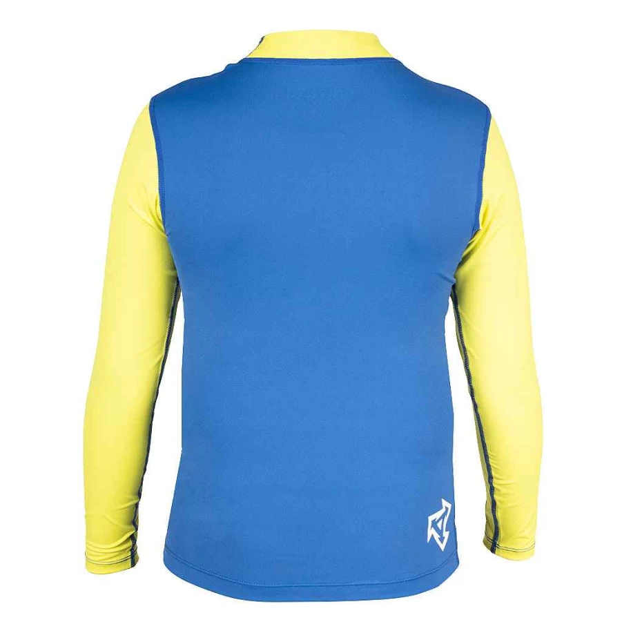 Xcel Youth Premium Stretch Color Block Long Sleeve UV Protection Top - Sapphire/Yellow Performance Fit