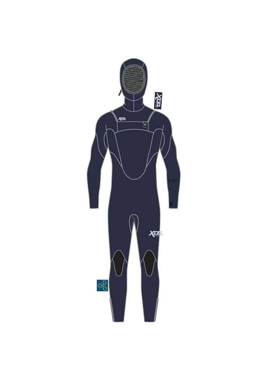 Xcel Youth Kids' Midnight Blue 5/4mm Hooded Full Wetsuit for Cold Water Surfing