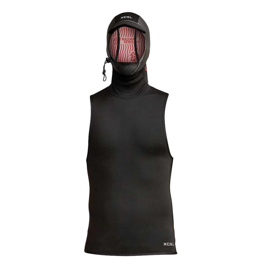 Xcel Men's Black 1mm Neoprene Vest with 2mm Attached Hood - Infiniti Series