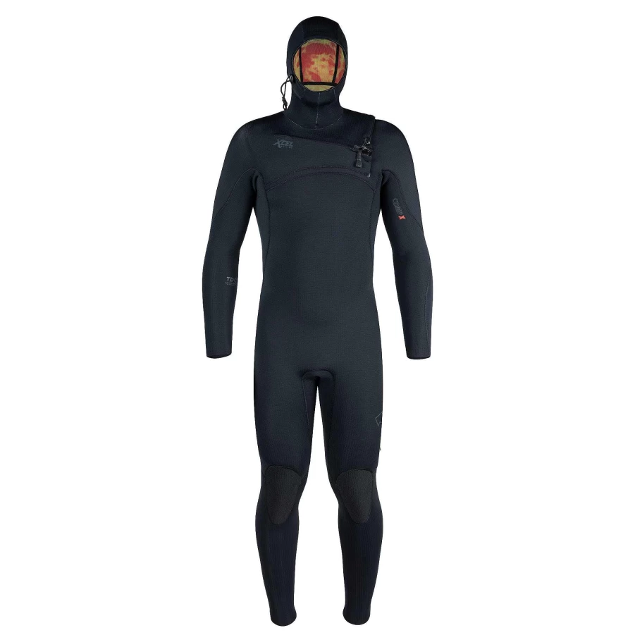 Xcel Men's 4.5/3.5mm Comp X Hooded Full Black Wetsuit for Cold Water Surfing