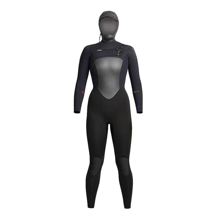 Xcel Women's Black Infiniti 5/4mm Front Zip Hooded Full Wetsuit