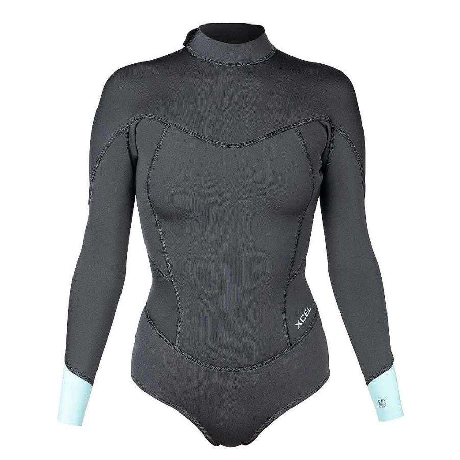 Xcel Women's Axis 2mm Graphite/Glacier Blue Long Sleeve Spring Wetsuit with Back Zip