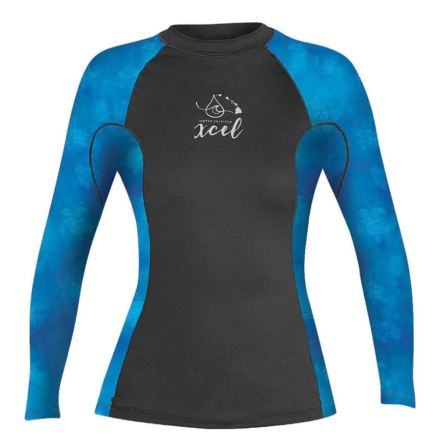 Xcel Women's Premium UV Protection Long Sleeve Swim Top with Key Pocket - Ocean Ramsey Inspired Stretch Rash Guard
