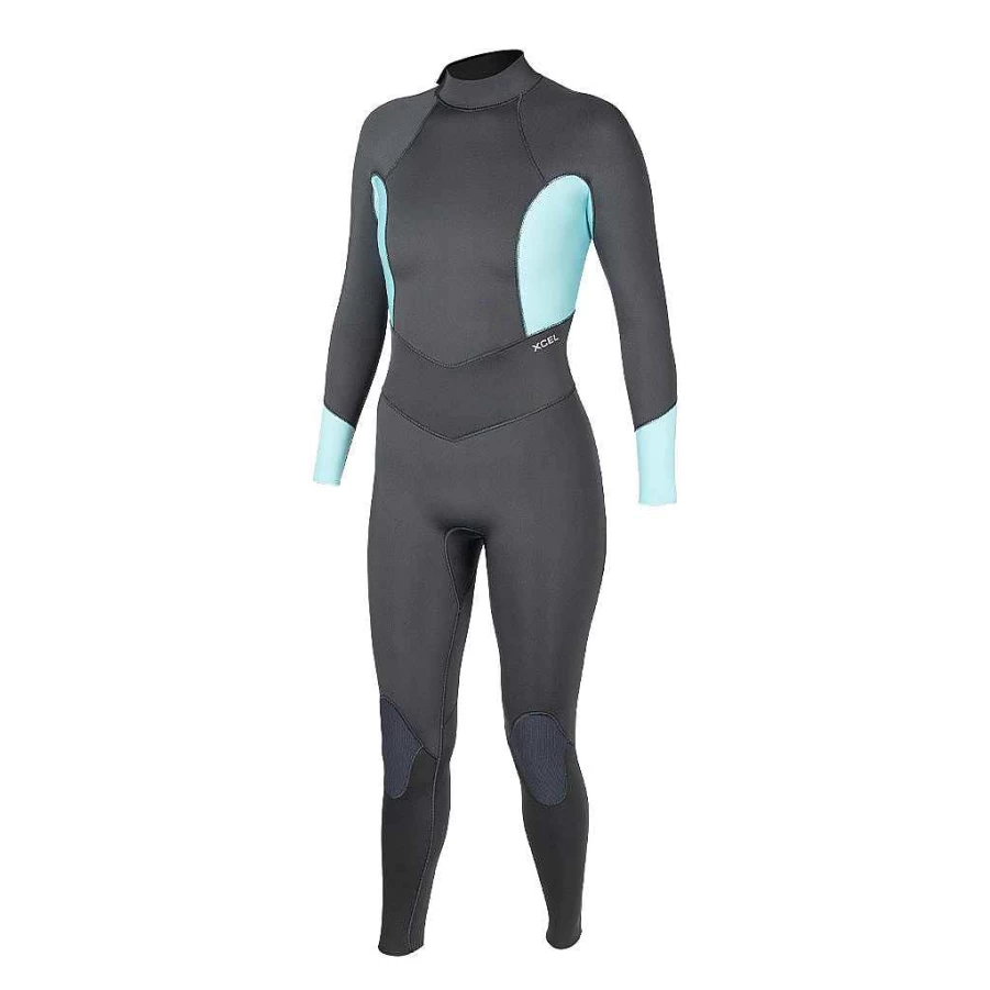 Xcel Women's Axis 4/3mm Back Zip Full Wetsuit - Black/Black Flower