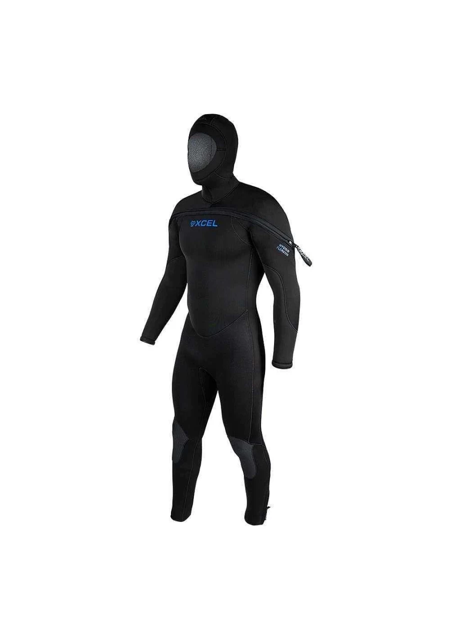 Xcel Men's Hydroflex 8/7/6/5mm Black Hooded Dive Wetsuit Fullsuit for Scuba Diving