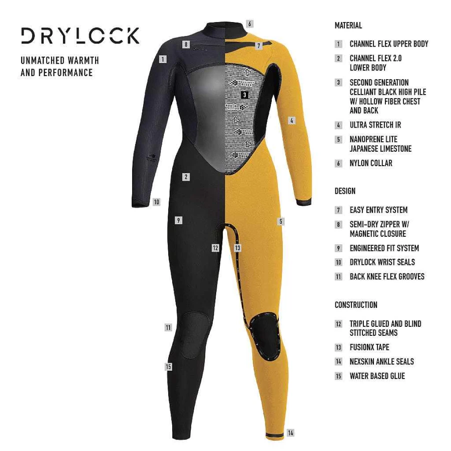 Xcel Women's Black 4/3mm Drylock Full Wetsuit for Cold Water Surfing